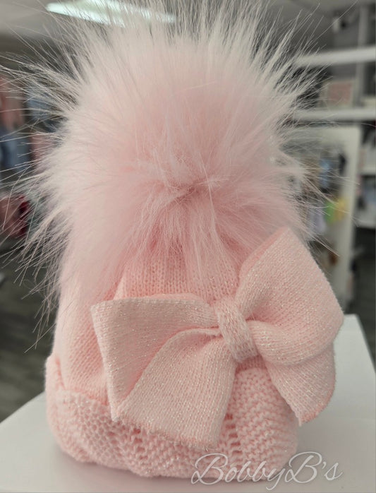 KASEY - Pink Sparkle Pompom hat