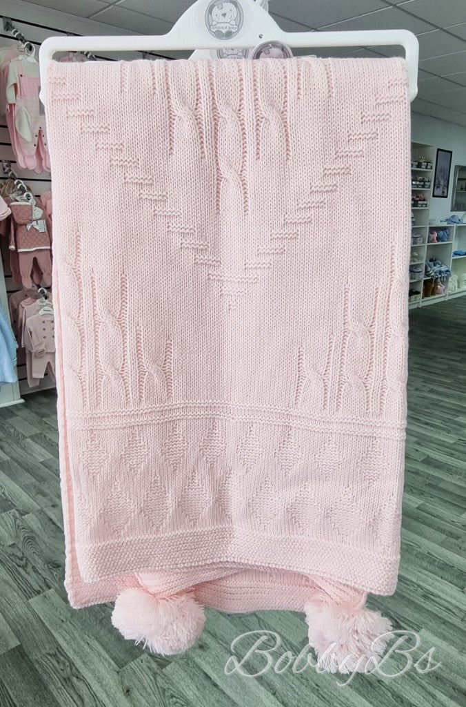 1074 - Knitted Pompom Shawl