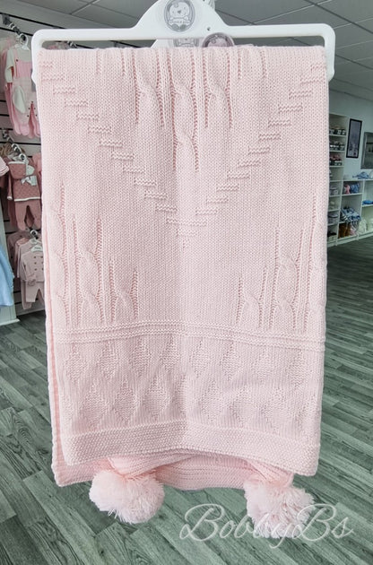 1074 - Knitted Pompom Shawl