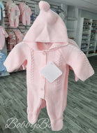 20610 - Premature Pink Knitted all in one pramsuit
