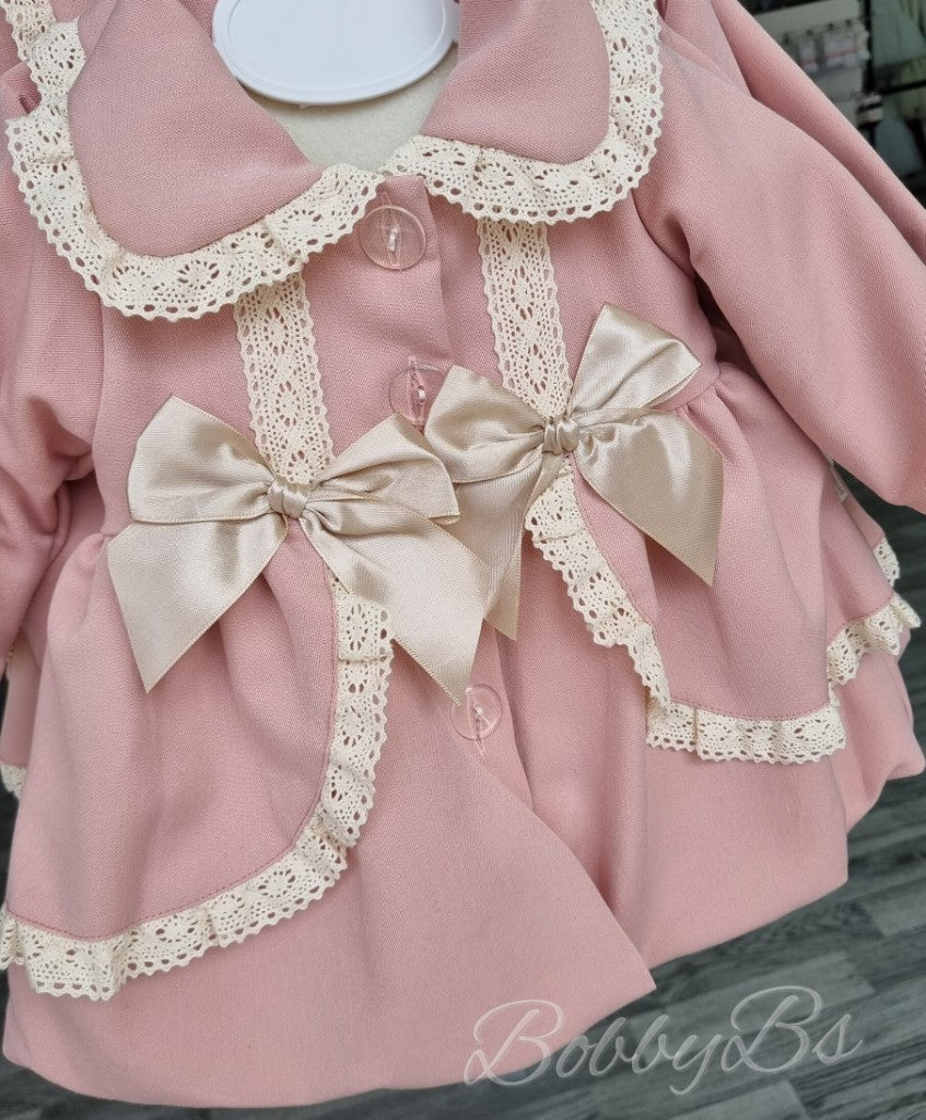 REFC01 - Dusty Pink Double bow luxury coat