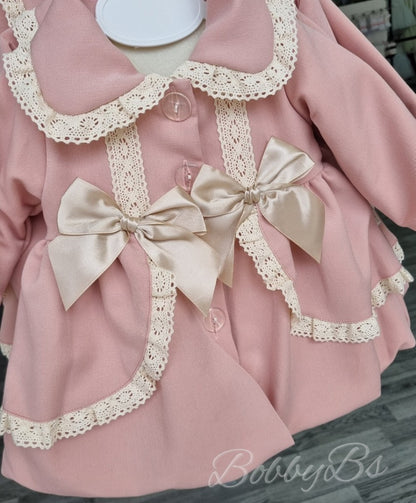 REFC01 - Dusty Pink Double bow luxury coat