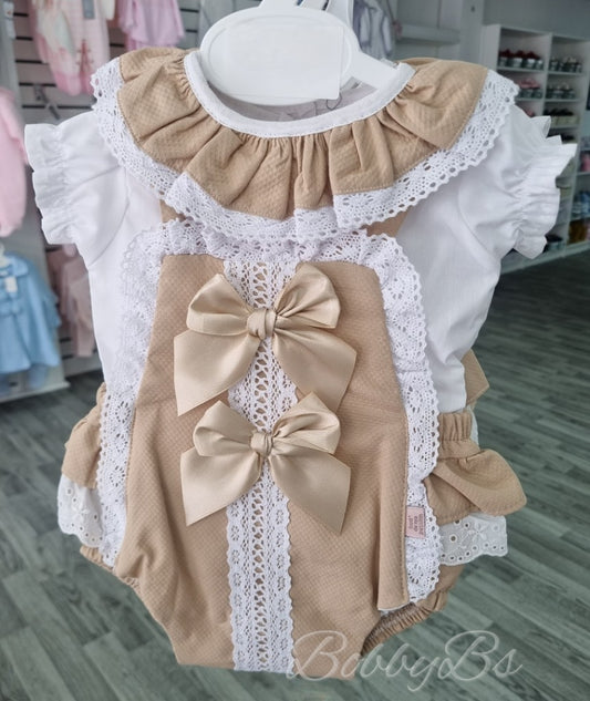REFM0051 - Beige Double bow romper
