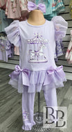 YG43 - Lilac Carousel bow  legging set