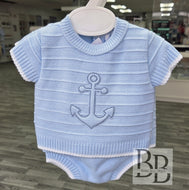 ANCHOR - Blue Knitted sailor Jam Pants