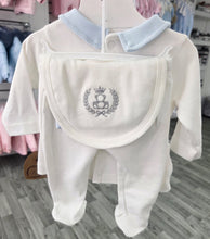 Load image into Gallery viewer, 2094 - Ivory &amp; Blue Layette set