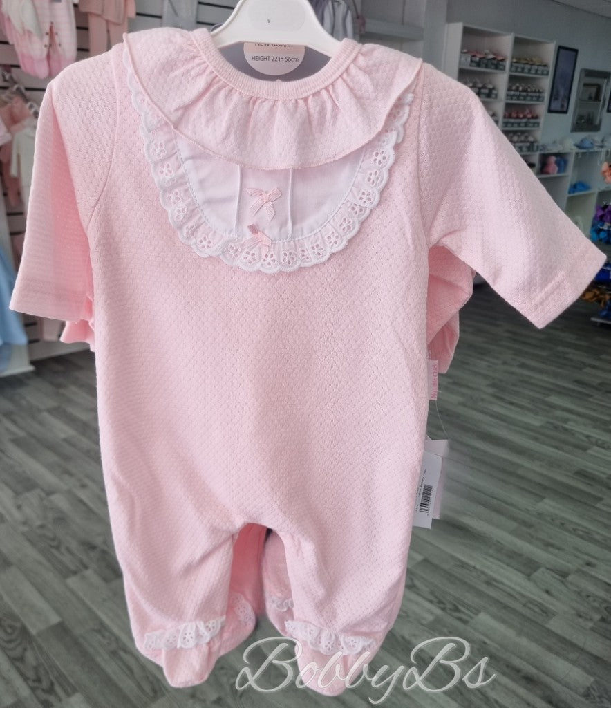 6212 - Pink Cotton lace babygrow