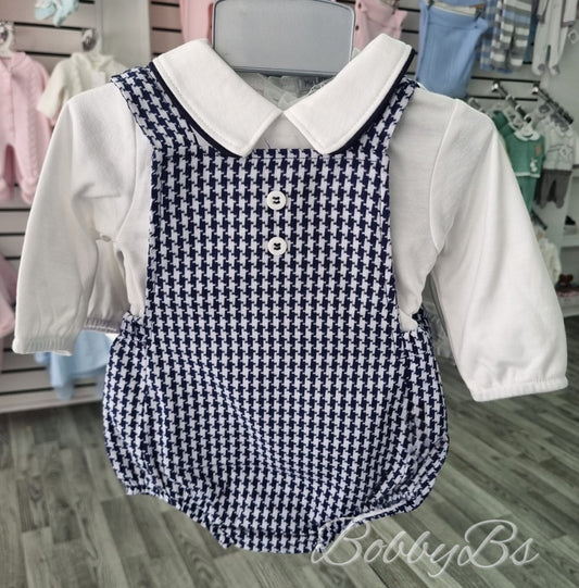 2496 - Navy 2pc Checked romper