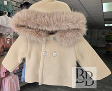 Load image into Gallery viewer, LEO - Beige Fur trimmed knitted jacket