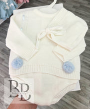 Load image into Gallery viewer, 26/121 - Ivory &amp; Blue 2PC Knitted set