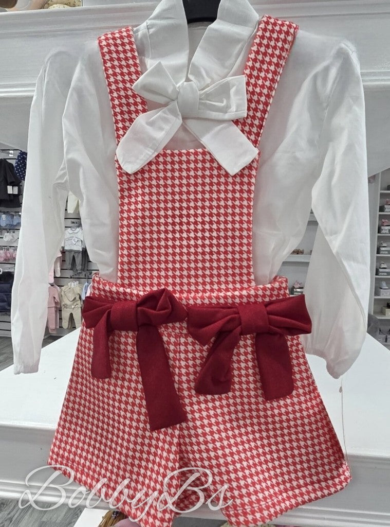 887 - Red Checked Dungaree set