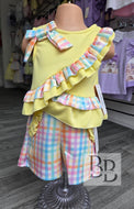 T167A - Lemon Summer Checked short set (1YR-8YR)