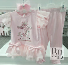 Load image into Gallery viewer, YG43 - Pink Carousel bow  legging set