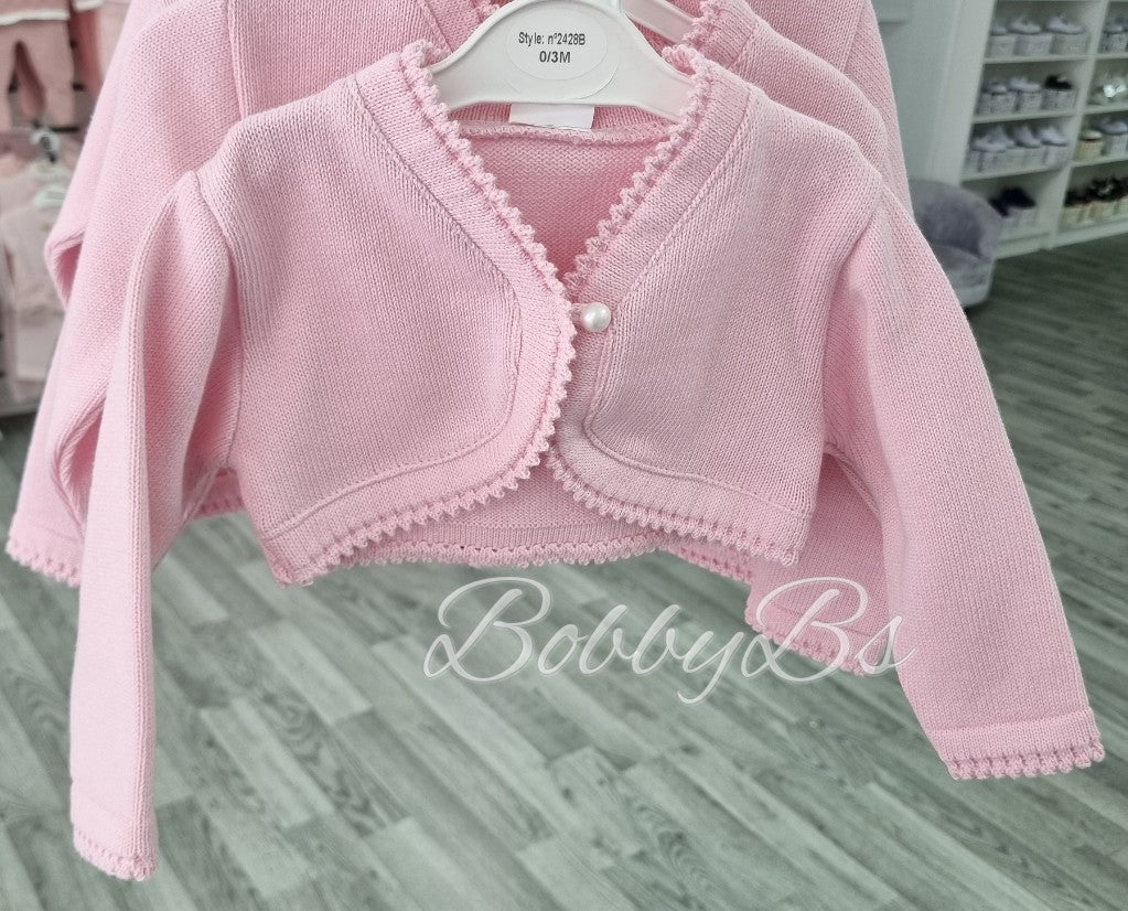 2428 - Pink Pearl Button bolero