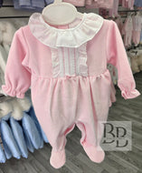 HANNAH - Pink Velour Babygrow