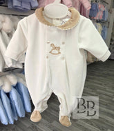 GEORGE- Beige Velour Babygrow