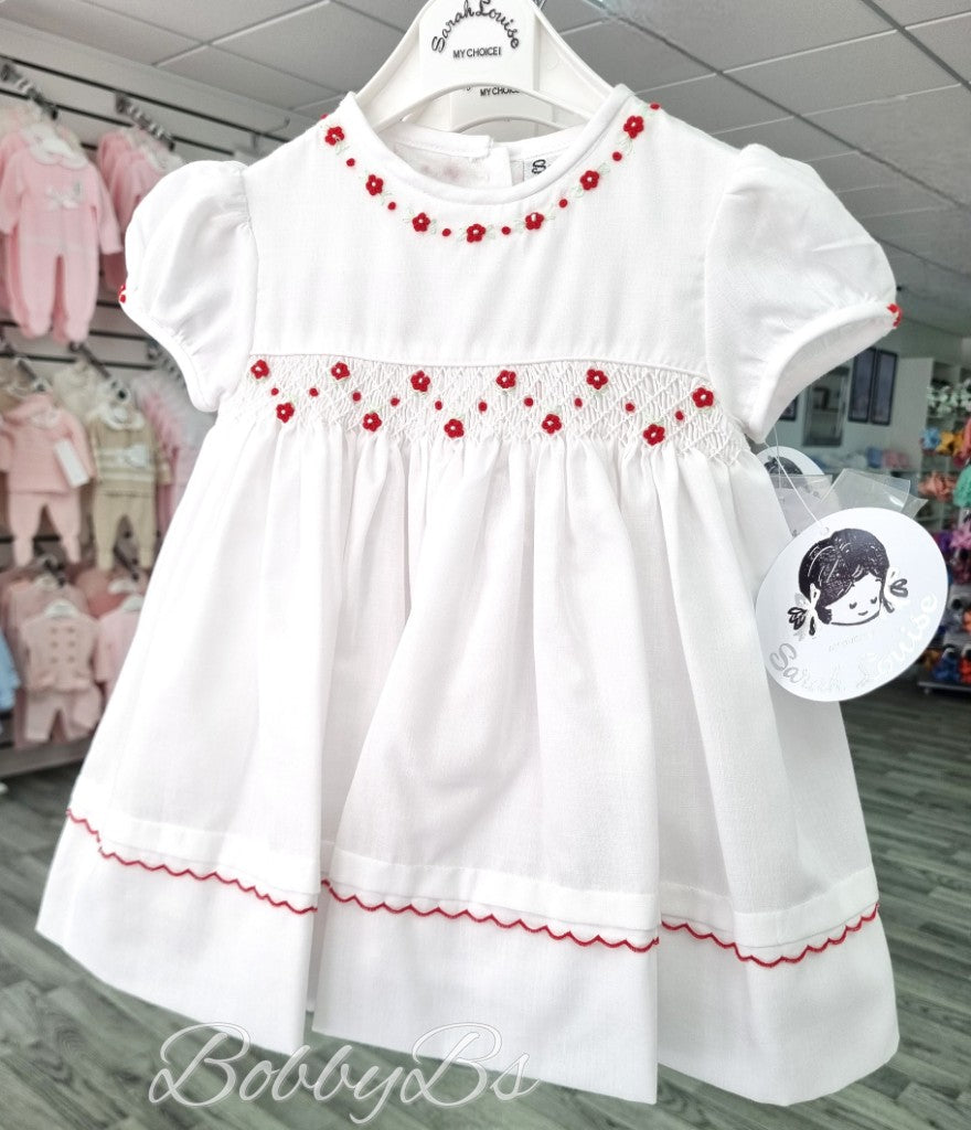 013654 - Sarah Louise White & Red smock dress