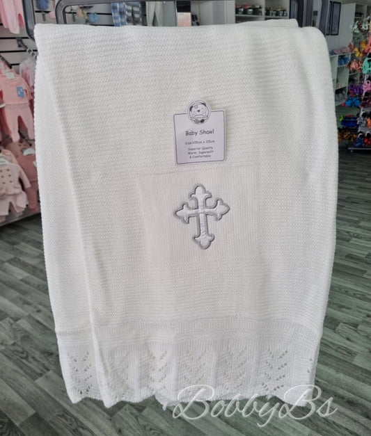 110419 - White Christening Shawl
