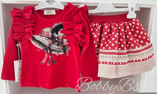 S630 - Red Skirt set
