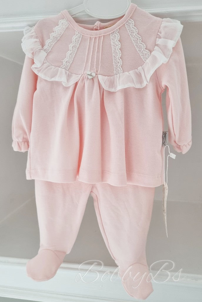 BJ3263P - Pink Lace Trouser set