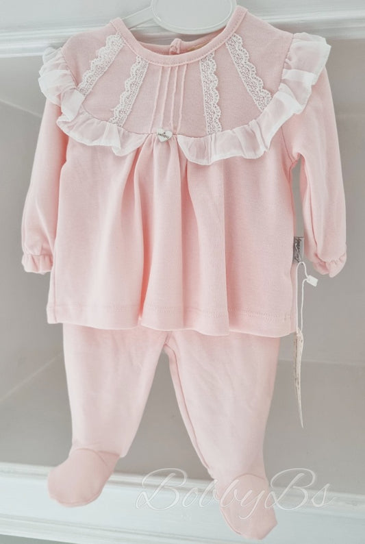 BJ3263P - Pink Lace Trouser set