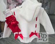 26/121 - White & Red Bow 2PC Knitted set