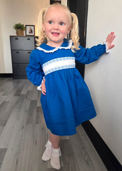 3881 - Blue Smocked dress set