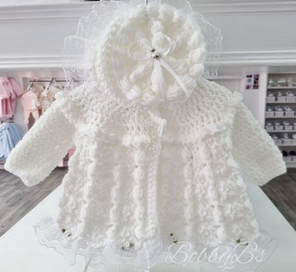 HMTW66-  Crochet Lace matinee set