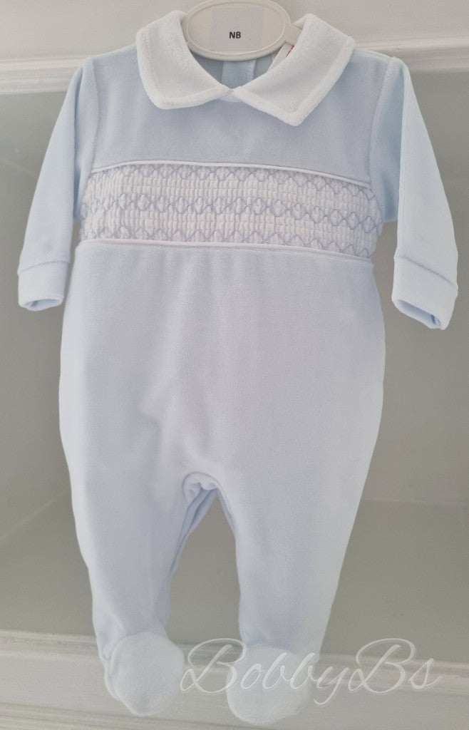 LBW25/802 - Blue velour babygrow