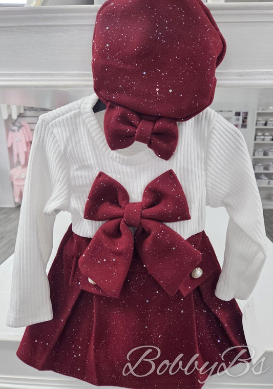 10985-  Burgundy Sparkle dress set