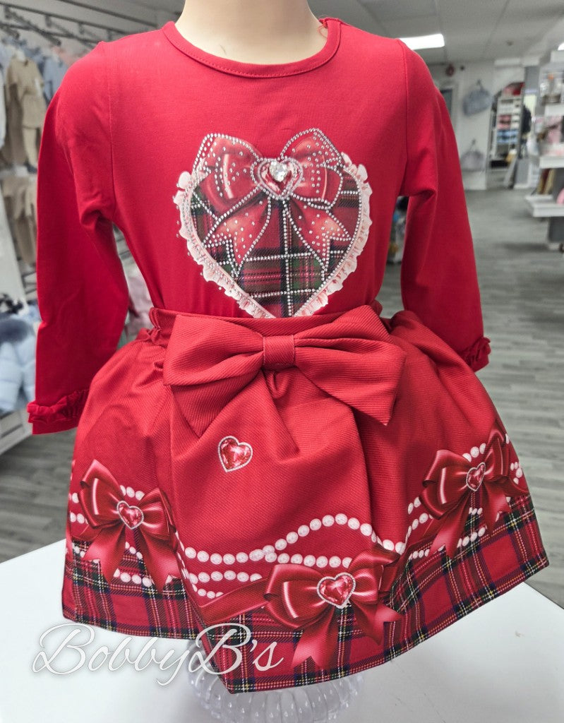 YG21 - Red Tartan skirt set