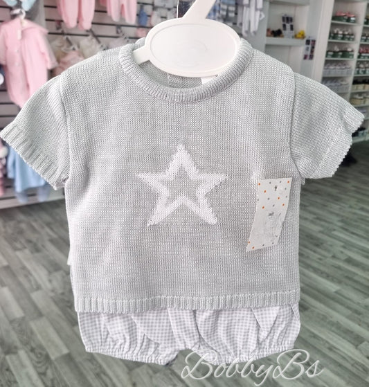 1014 - Grey star short set