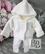 C3262 - White Padded Knitted trouser set