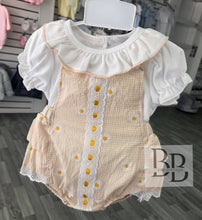 Load image into Gallery viewer, 6441 - Beige Gingham Daisy romper