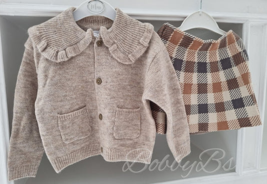 MIG11374 - Tartan Skirt & Cardigan set