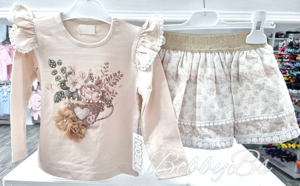 R660 - Beige Vintage skirt set