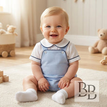 Load image into Gallery viewer, MP1C2 - Blue &amp; Navy Cotton romper