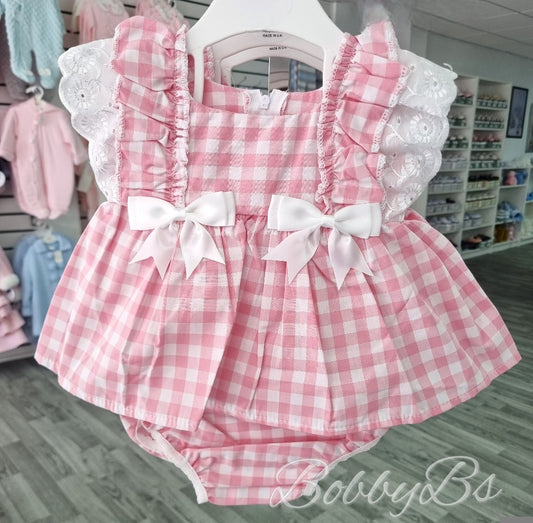 GBD4 - Pink gingham dress set