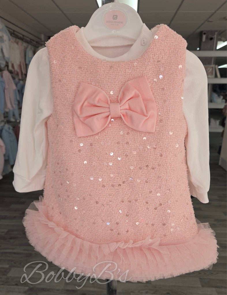 CW328 - Pink Luxury Woven tulle dress set