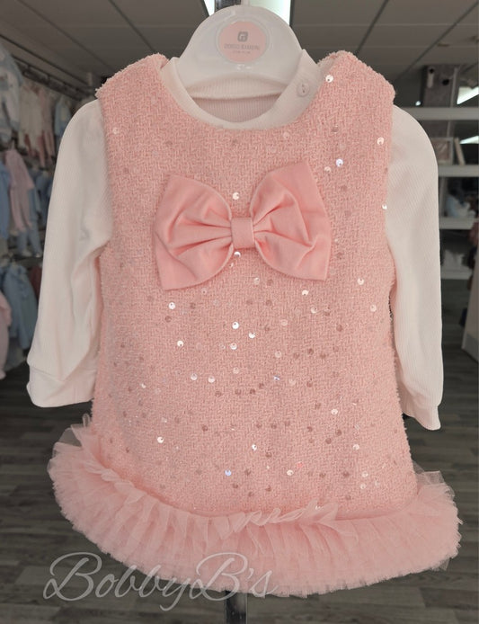 CW328 - Pink Luxury Woven tulle dress set