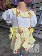 T76 - Girls Lemon Teddy Short set (1YR-10YR)