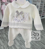 5511 -  White Teddy First Size 3PC Knitted set