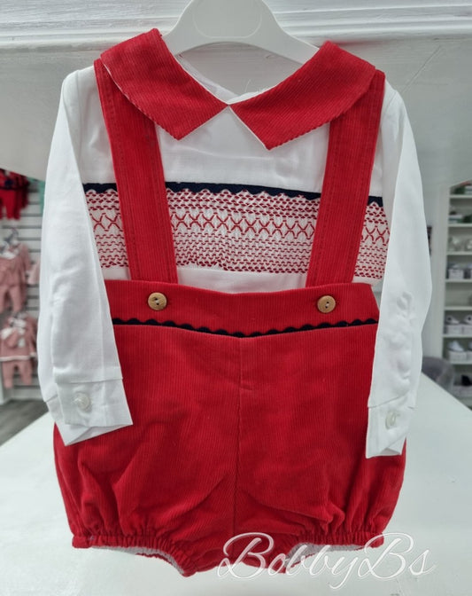 SG99 - Long sleeved Red smocked set
