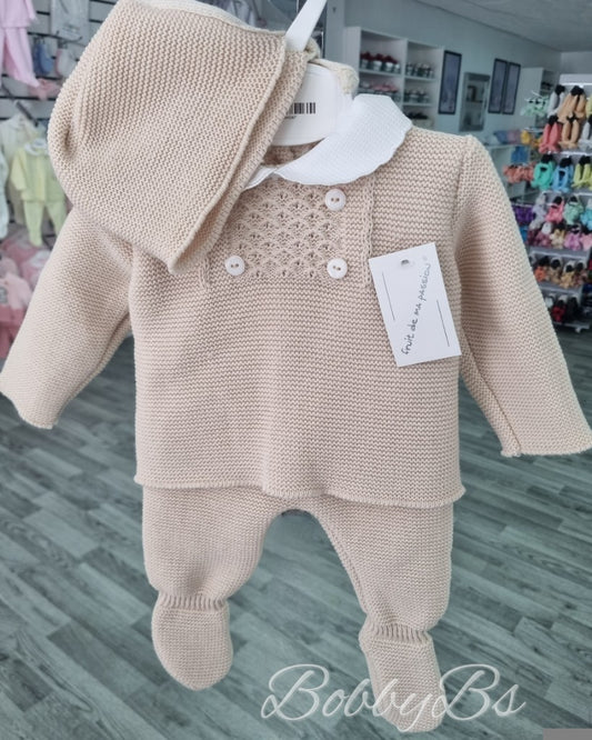 24/231 -Beige First Size 3PC Knitted set