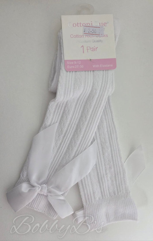 43B629 - Older Girls White Knee high sock