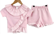 T244 - Frilled Pink short set (6M-8YR)