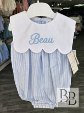 Load image into Gallery viewer, SG242 - Scalloped Edge Cotton stripe romper
