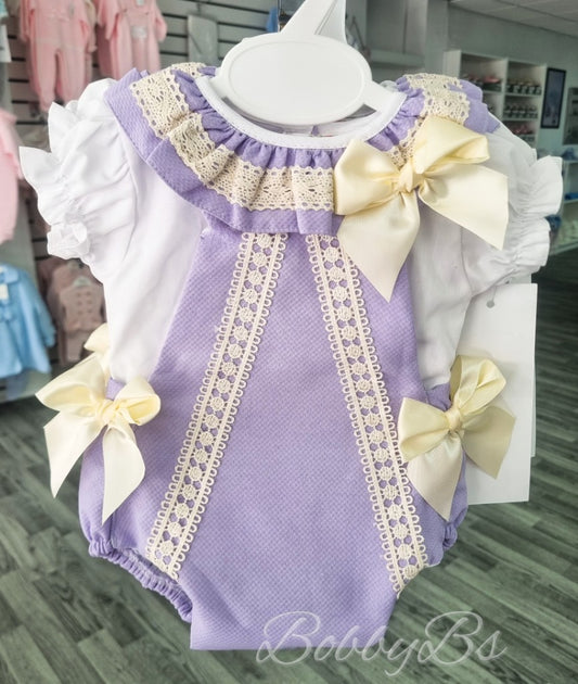 M005 - Lilac bow romper set