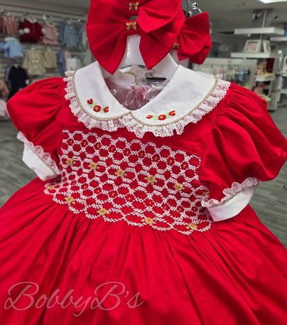 RWG1 - Red Smocked dress
