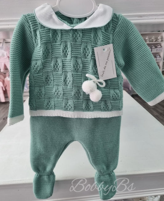 24/2201 -Sage Green First Size 3PC Knitted set